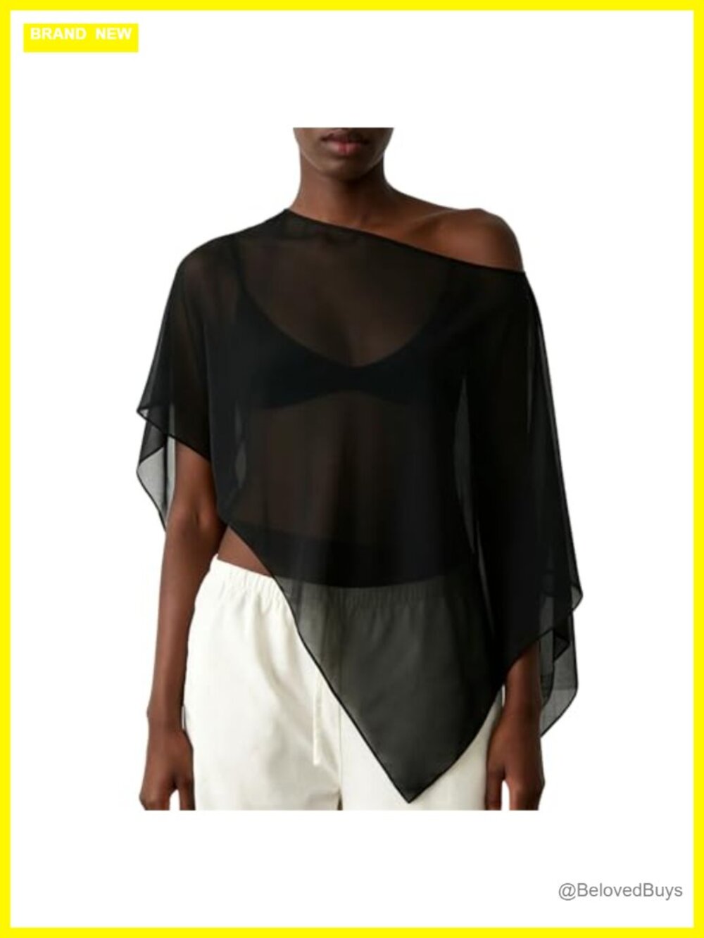 Sheer Mesh Poncho Cover Up Lightweight Beach Shrug Women